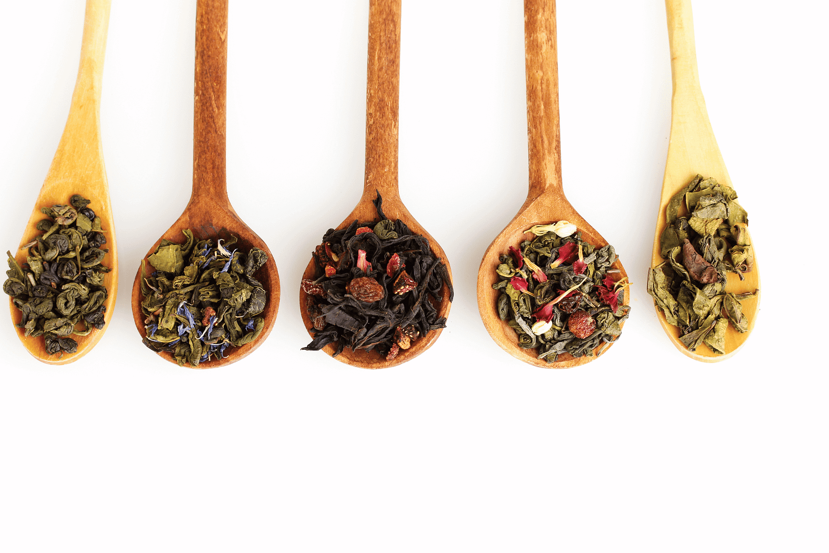 Spoons of certified organic tea